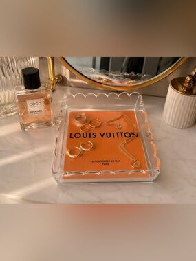 *Handmade* Acrylic Vanity Tray with Louis Vuitton Authentic Shopping Bag